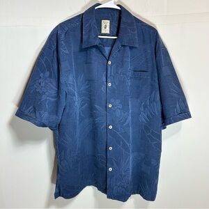 Jamaica Jaxx Blue Floral Silk Dress Shirt Size XXL